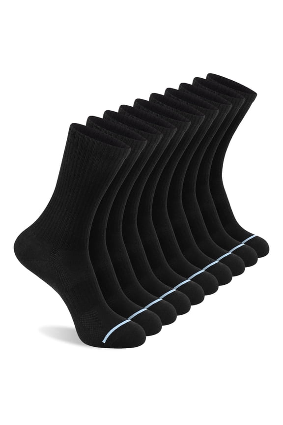 10 Pairs Crew Socks for Women, Womens Crew Socks Lightweight Thin Long Socks with Arch Support High Socks Women Casual Socks Black