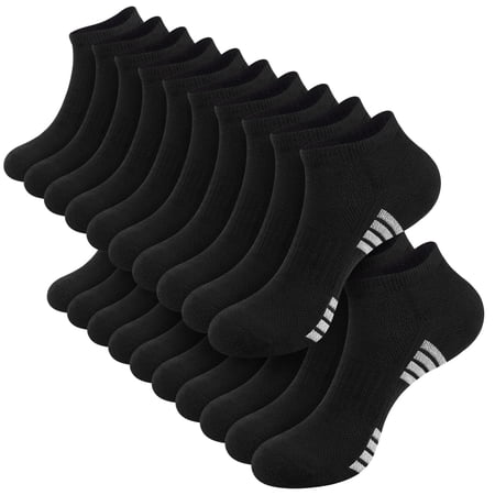 LOOIKOOS 10 Pairs Mens Cushioned Ankle Socks, Breathable Casual Socks with Arch Surpport Running Sock for Men