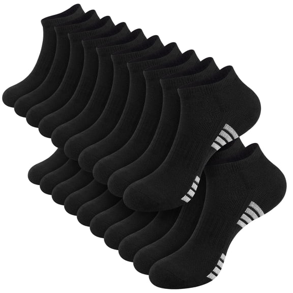 LOOIKOOS 10 Pairs Mens Cushioned Ankle Socks, Breathable Casual Socks  with Arch Surpport Running Sock for Men