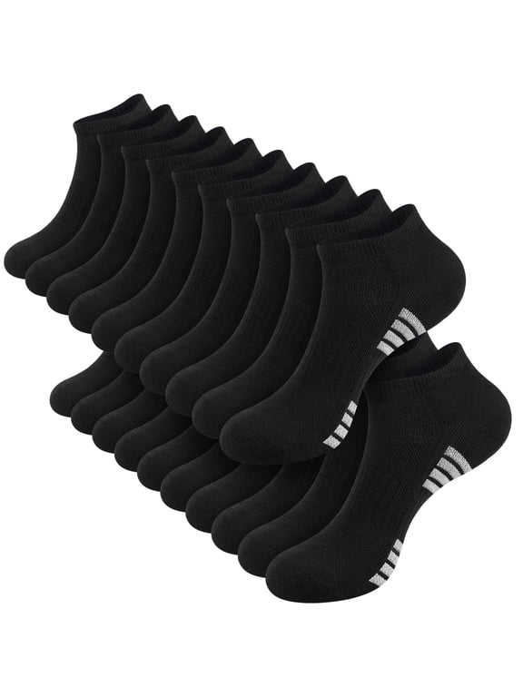 10 Pairs Mens Cushioned Ankle Socks, Breathable Casual Socks with Arch Surpport Running Sock for Men