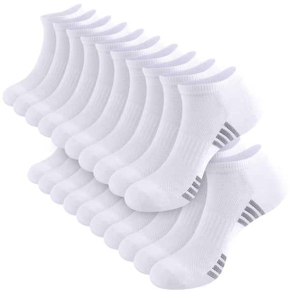 LOOIKOOS 10 Pairs Mens Cushioned Ankle Socks, Breathable Casual Socks with Arch Surpport Running Sock for Men