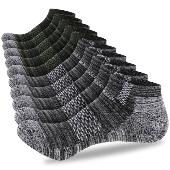 LOOIKOOS 10 Pairs Mens Ankle Socks Cushioned Breathable Casual Low Cut Socks for Men Athletic Running