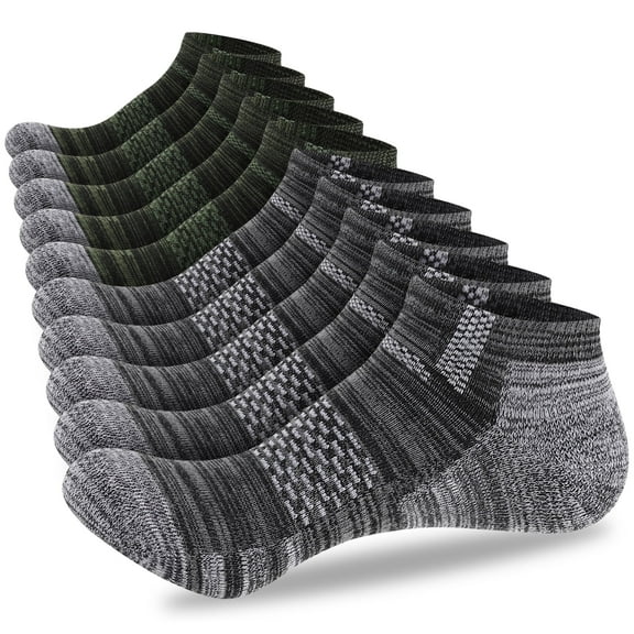 LOOIKOOS 10 Pairs Mens Ankle Socks Cushioned Breathable Casual Low Cut Socks for Men Athletic Running