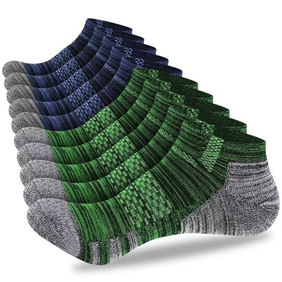 LOOIKOOS 10 Pairs Mens Ankle Socks Cushioned Breathable Casual Low Cut Socks for Men Athletic Running