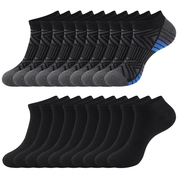 LOOIKOOS 10 Pairs Mens Ankle Socks, Lightweight Low Cut Athletic Socks for Sports Running Workout Daily Wear