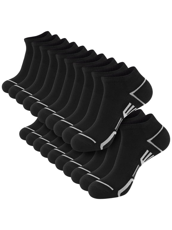 10 Pairs Mens Ankle Socks, Soft Cushioned Running Athletic Casual Breathable Sock for Men with Arch Surpport