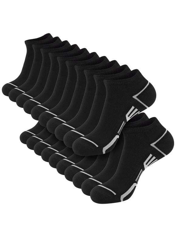 10 Pairs Mens Ankle Socks, Soft Cushioned Running Athletic Casual Breathable Sock for Men with Arch Surpport
