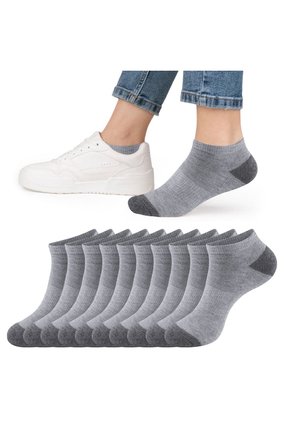 10 Pairs Women Cushioned Ankle Socks, Athletic Running Low Cut Comfort Casual Sports Socks