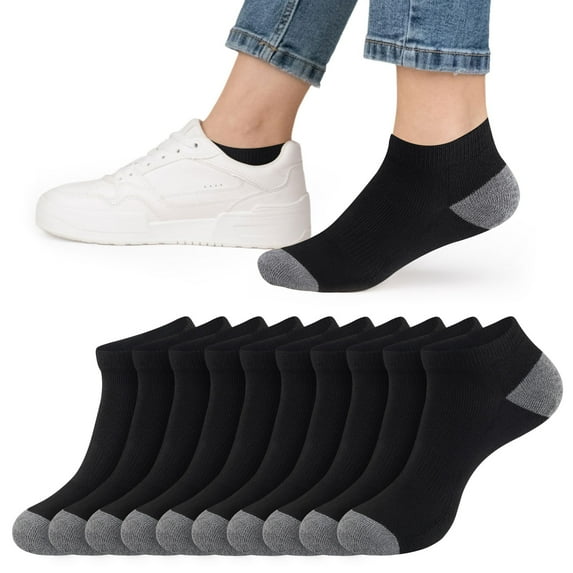 LOOIKOOS 10 Pairs Women Cushioned Ankle Socks, Athletic Running Low Cut Comfort Casual Sports Socks