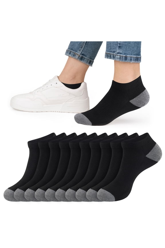 10 Pairs Women Cushioned Ankle Socks, Athletic Running Low Cut Comfort Casual Sports Socks