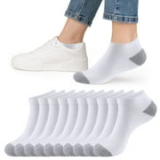 LOOIKOOS 10 Pairs Women Cushioned Ankle Socks, Athletic Running Low Cut Comfort Casual Sports Socks
