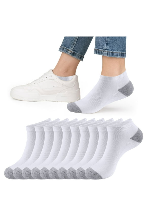 10 Pairs Women Cushioned Ankle Socks, Athletic Running Low Cut Comfort Casual Sports Socks