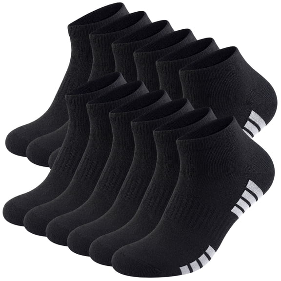 LOOIKOOS 12 Pairs Mens Ankle Socks Lightweight Athletic Sports Running Short Low Cut Socks for Men Balck Socks