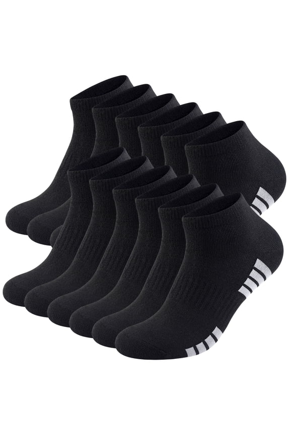 12 Pairs Mens Ankle Socks Lightweight Athletic Sports Running Short Low Cut Socks for Men Balck Socks