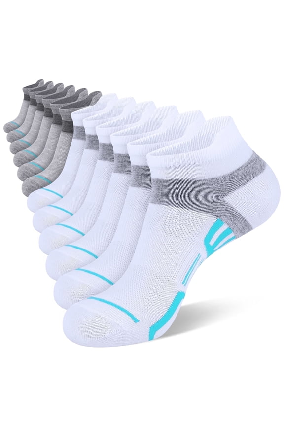 12 Pairs Women Ankle Socks,Lightweight Low Cut Socks for Women Ankle Athletic Sports Running Short Casual Socks White Gray with Tab