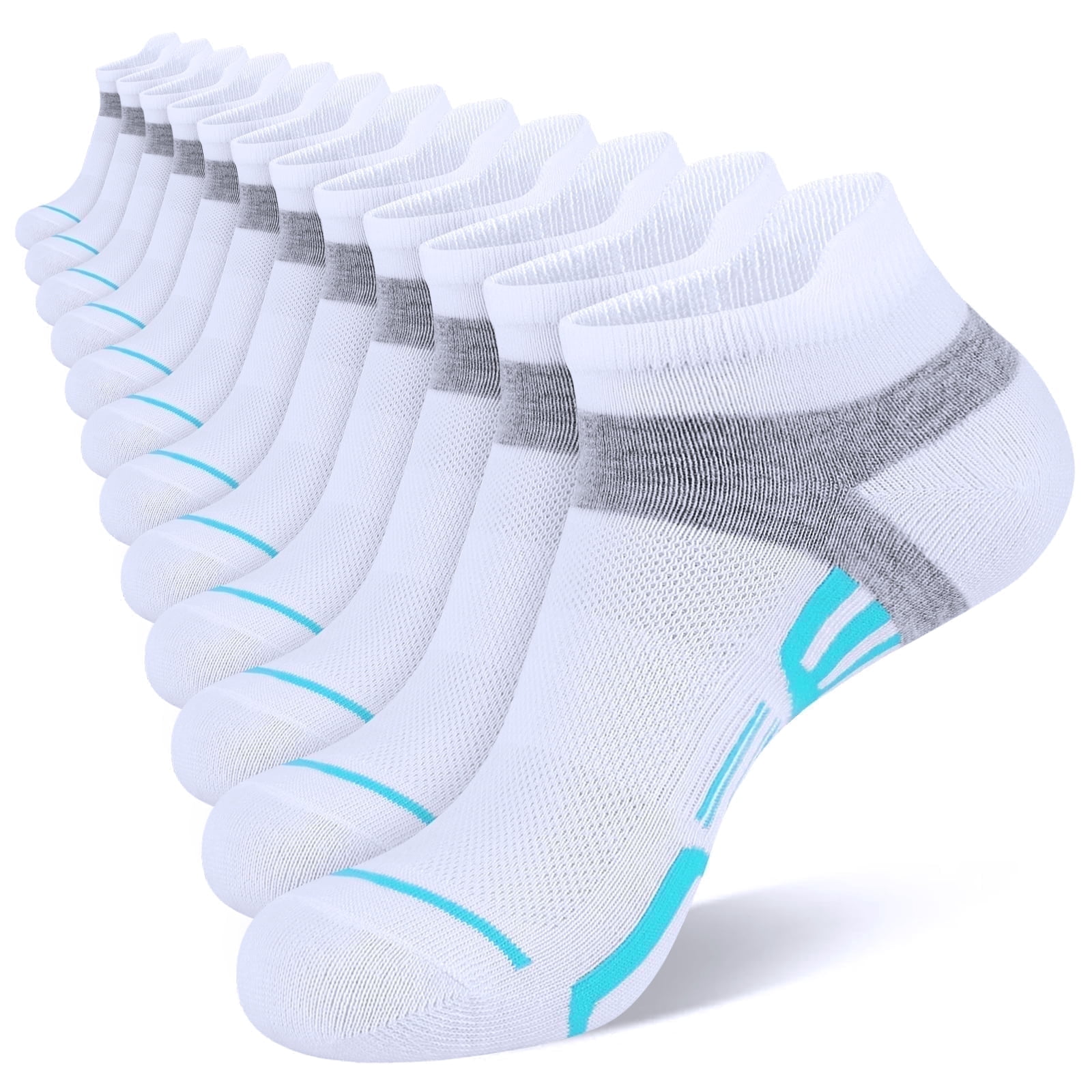 12 Pairs Women Ankle Socks,Lightweight Low Cut Socks for Women Ankle Athletic Sports Running Short Casual Socks White with Tab