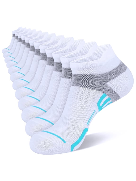 12 Pairs Women Ankle Socks,Lightweight Low Cut Socks for Women Ankle Athletic Sports Running Short Casual Socks White with Tab