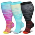 thumbnail image 1 of LOOIKOOS 3 Pairs Plus Size Compression Socks,Unisex Knee High Compression Socks(Multicolour, 2XL), 1 of 7