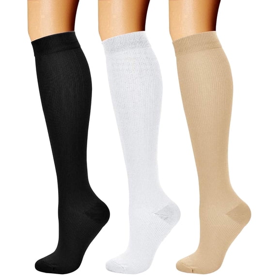 LOOIKOOS 3 Pairs Women Knee High Socks, Unisex Knee High Length Socks