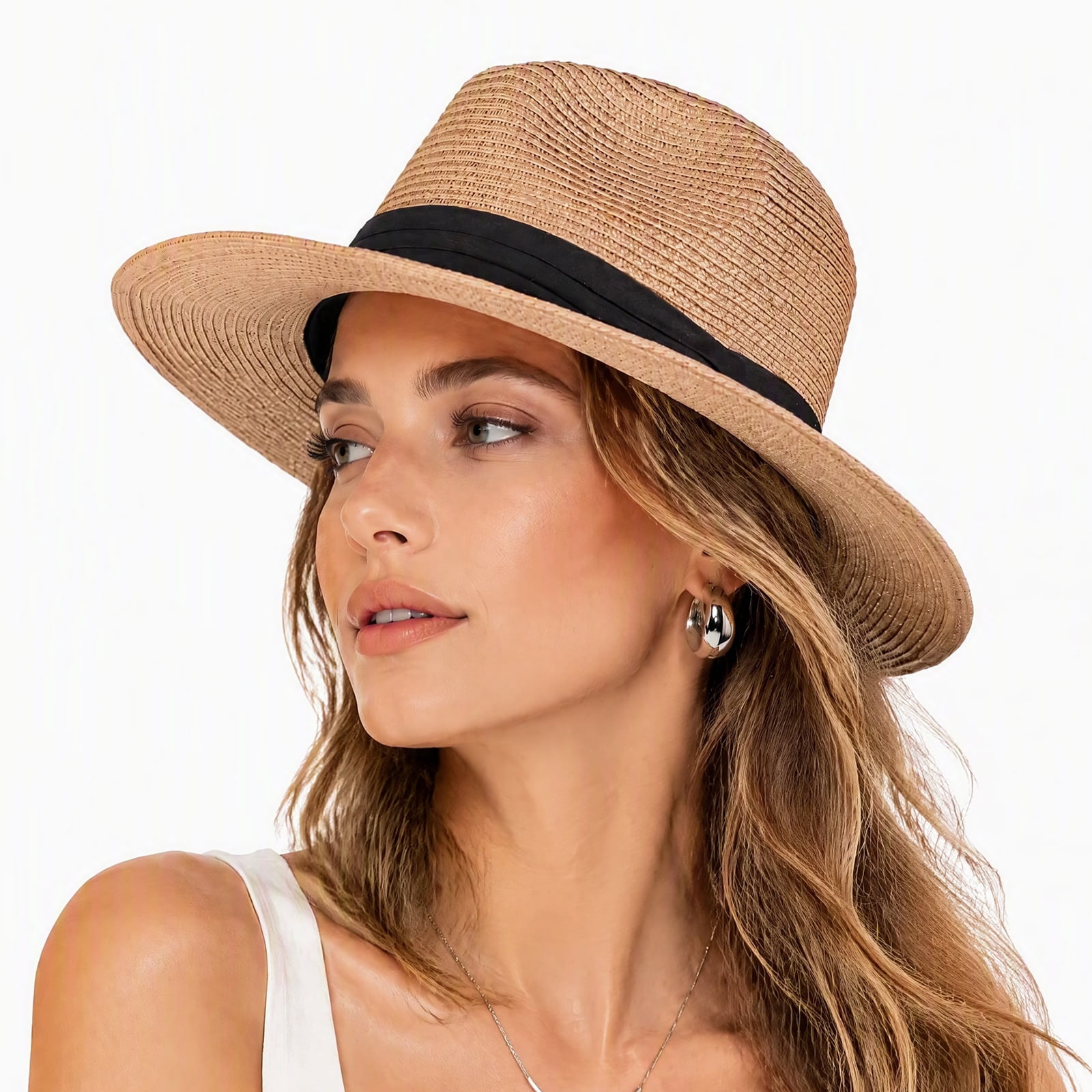 LOOIKOOS Straw Visors for Women,Sun Hats for Women Sun Visor Hats for Women Beach Hats UPF 50+ One Size Adjustable