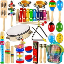LOOIKOOS Toddler Musical Instruments,Wooden Percussion Instruments for Kids Baby Preschool Educational Musical Toys Set for Boys and Girls