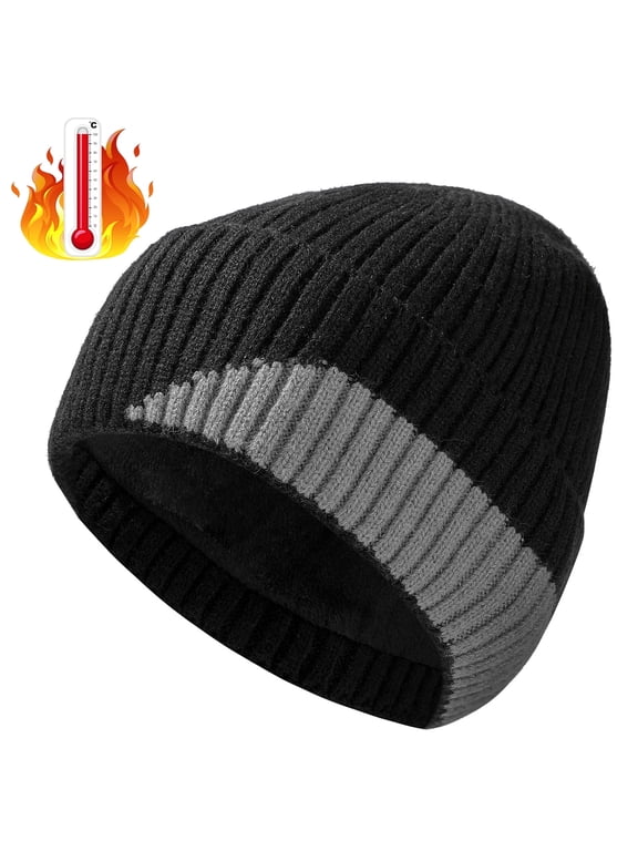 Unisex Winter Beanie Hats for Men Women, Warm Soft Classic Ski Beanie Cap Fleece Lined Beanie Knit Hat Gifts