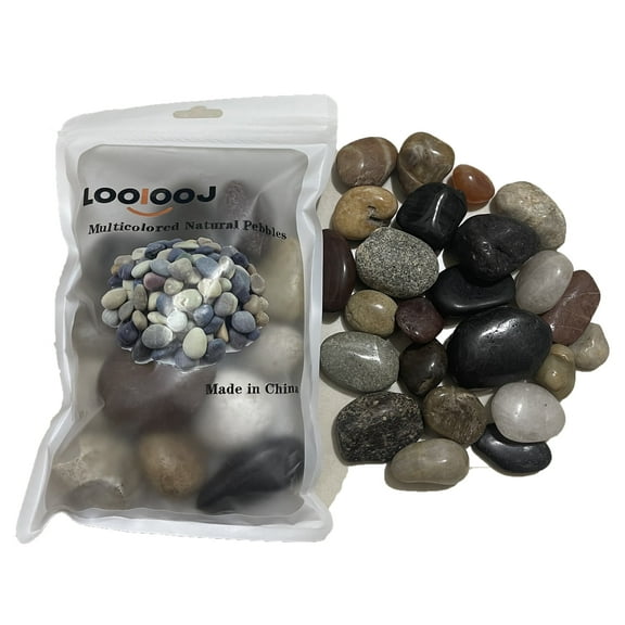 LOOIOOJ 2lbs Large River Rocks 1 Inch Natural Landscaping Stones, Bulk Unpolished Pebbles for Garden, Fish Tank, Pathways, Flower Pots & Backyard Decor Premium Mixed Color Stones (Hand-Picked)