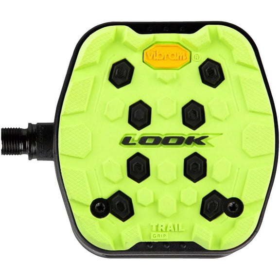 LOOK Geo Trail Grip Bike Pedals, Flat Platform, 9/16 in, Lime, Pair