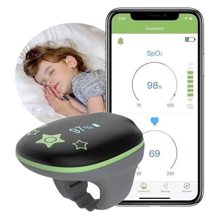 LOOKEE Wearable Pulse Oximeter for Kids with Free PC & APP Reports, Audible Reminder & APP Notification