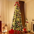 thumbnail image 1 of LOOKFLY 7.5ft Pre-Lit Green Christmas Tree with Warm White LED Lights, Artificial Xmas Tree with Hinged Branches, Foldable Design and Metal Stand for Home, Office and Holiday Decorations, 1 of 1