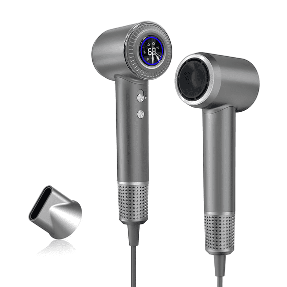 LOOKLIM High Speed Hair Dryer, Quiet Lightweight Ionic Hair Blow Dryer with 6 Blowout Mode, Gray