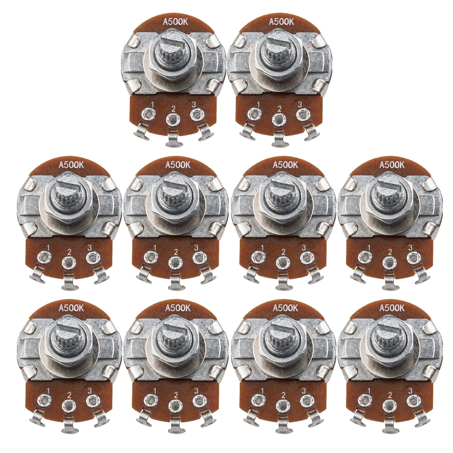 LOOKSEVEN 1-10Pcs Guitar Large Potentiometer Long 18mm A/B 250k 500k Volume Tone Taper Pot- A500K （ 10 piece）