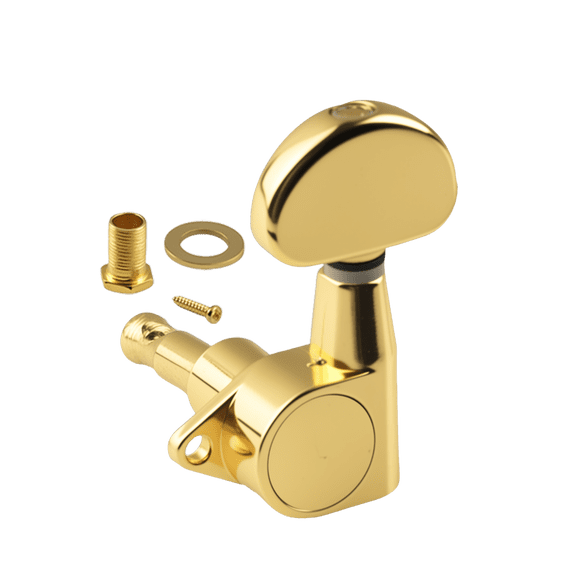 LOOKSEVEN 1:15 Fully Enclosed Guitar String Tuning Peg Machine Head for Acoustic Guitar-Gold-1L