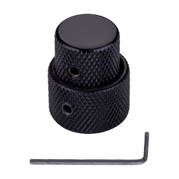 LOOKSEVEN 1/2/3/4Pcs Metal Dual Concentric Stacked Control Knobs for Electric Bass Guitars-Black 1PCS