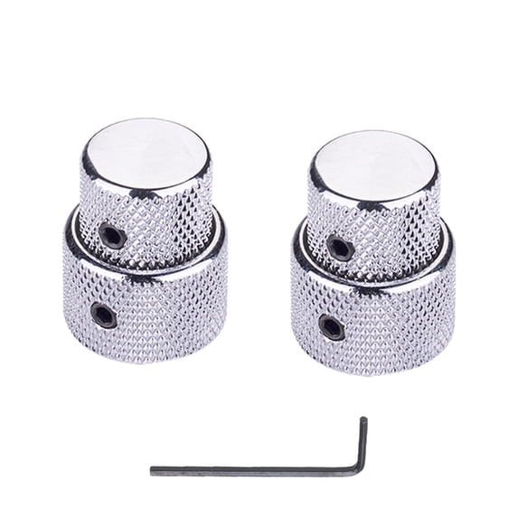 LOOKSEVEN 1/2/3/4Pcs Metal Dual Concentric Stacked Control Knobs for Electric Bass Guitars-Chrome 2PCS