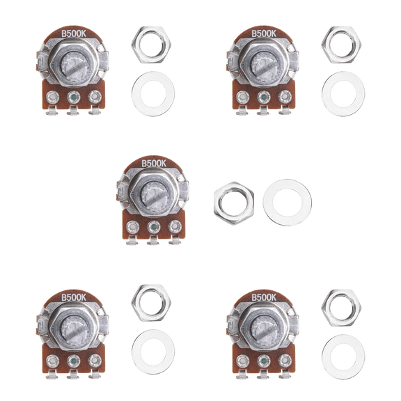 LOOKSEVEN 1/3/5/10X Mini Potentiometer Long 15mm A/B 250k/500k Volume Tone Taper Pot-B500K（15mm）X5
