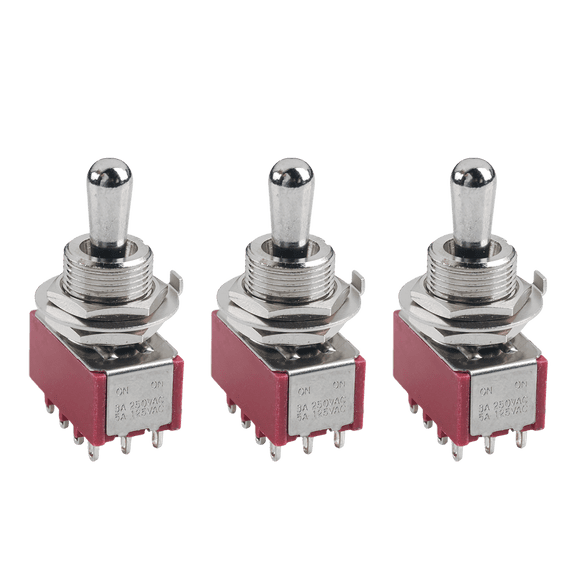 LOOKSEVEN 1/3/5 PCS Guitar/AMP Fat Bat Toggle Switch 4PDT 12Pin 3-Way ON OFF ON Sealed- 3PCS