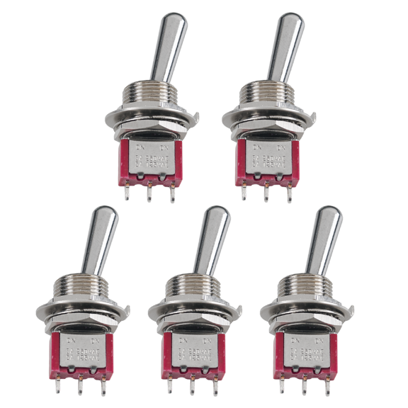LOOKSEVEN 1/3/5 PCS Guitar/AMP Fat Bat Toggle Switch SPDT 3 Pin 2-Way ON ON Sealed - RED- 5PCS
