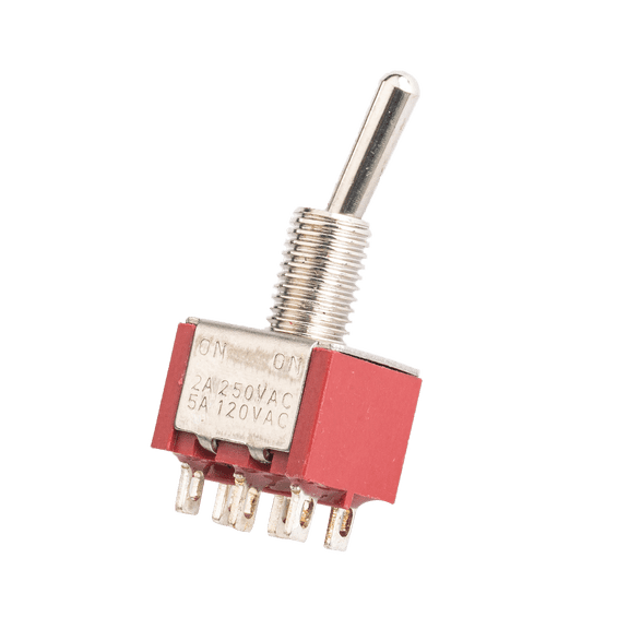 LOOKSEVEN 1/3/5Pcs DPDT Red 2 Way 6 Pin ON ON Guitar Mini Toggle Switch Car/Boat Switches- 1 PCS
