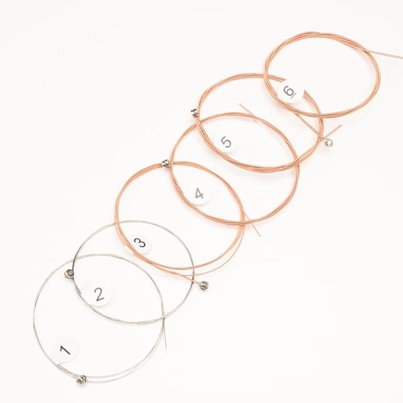 LOOKSEVEN 1-3 Set of 6 Guitar Strings Replacement Steel String For Acoustic Guitar 1st-6th-Red Copper 6pcs( 1 set)