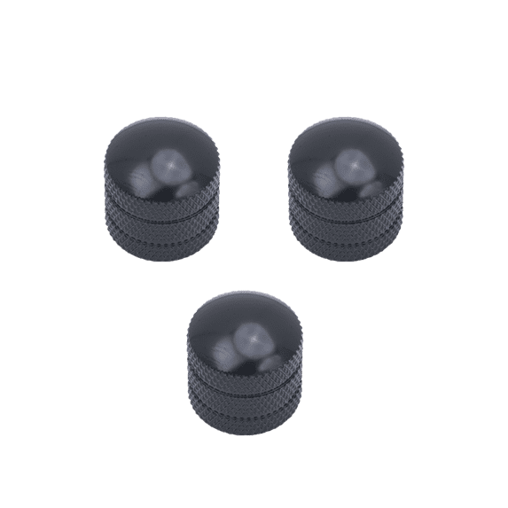 LOOKSEVEN 1-4 Pcs 18-Splines 6mm Metal Guitar Dome Top Volume Tone Knobs 3 Colors- Black (3 Pcs)