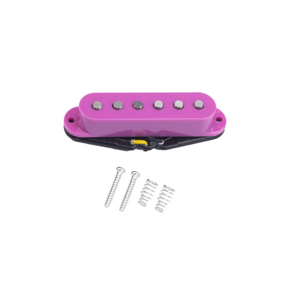 LOOKSEVEN 1 Pcs Premium Alnico 5 Flat Poles Single Coil Pickup For Strat Mulit Color- Purple Bridge52mm