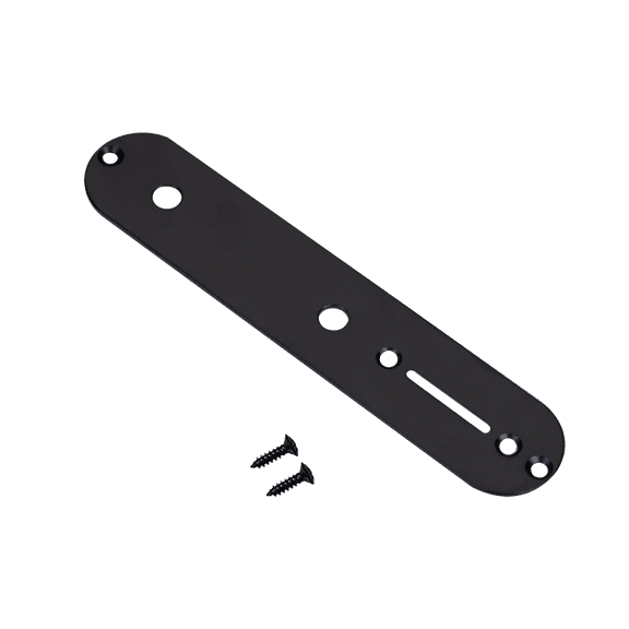 LOOKSEVEN 1 Piece Matel Black &Chrome Electric Guitar Control Plate 8MM for Fender Tele-Black
