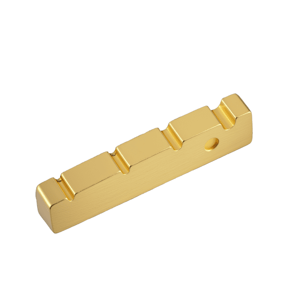LOOKSEVEN 1 piece 4 String Brass Bass Guitar 42MM(42.3x8x8.9MM) Pre-Slotted Nut FLAT Bottom For Electric Bass Replacement Parts - Gold