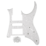 LOOKSEVEN 10-Hole 4-Ply HSH Pickguard Scratch Plate with Screw for Ibanez JEM RG550 Guitar-White Pearl