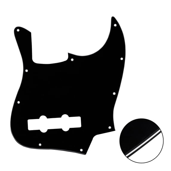 LOOKSEVEN 10-Hole Jazz Bass Pickguard Replacement Scratch Plate Compatible with USA & Mexican Style J Bass Multiple Color Options-Black