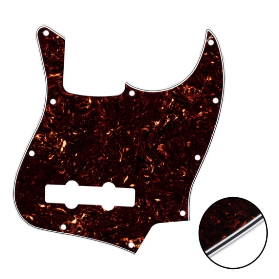 LOOKSEVEN 10-Hole Jazz Bass Pickguard Replacement Scratch Plate Compatible with USA & Mexican Style J Bass Multiple Color Options-Dark Brown Tortoise