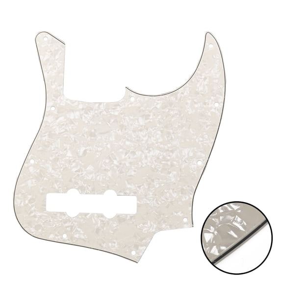 LOOKSEVEN 10-Hole Jazz Bass Pickguard Replacement Scratch Plate Compatible with USA & Mexican Style J Bass Multiple Color Options-Light Yellow pearl