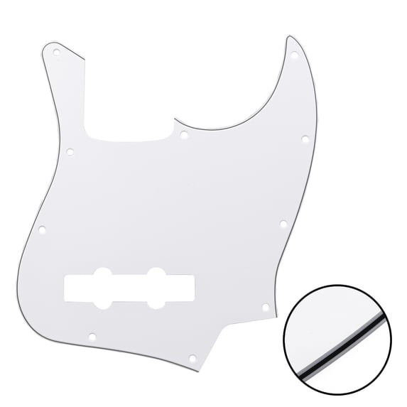 LOOKSEVEN 10-Hole Jazz Bass Pickguard Replacement Scratch Plate Compatible with USA & Mexican Style J Bass Multiple Color Options-White