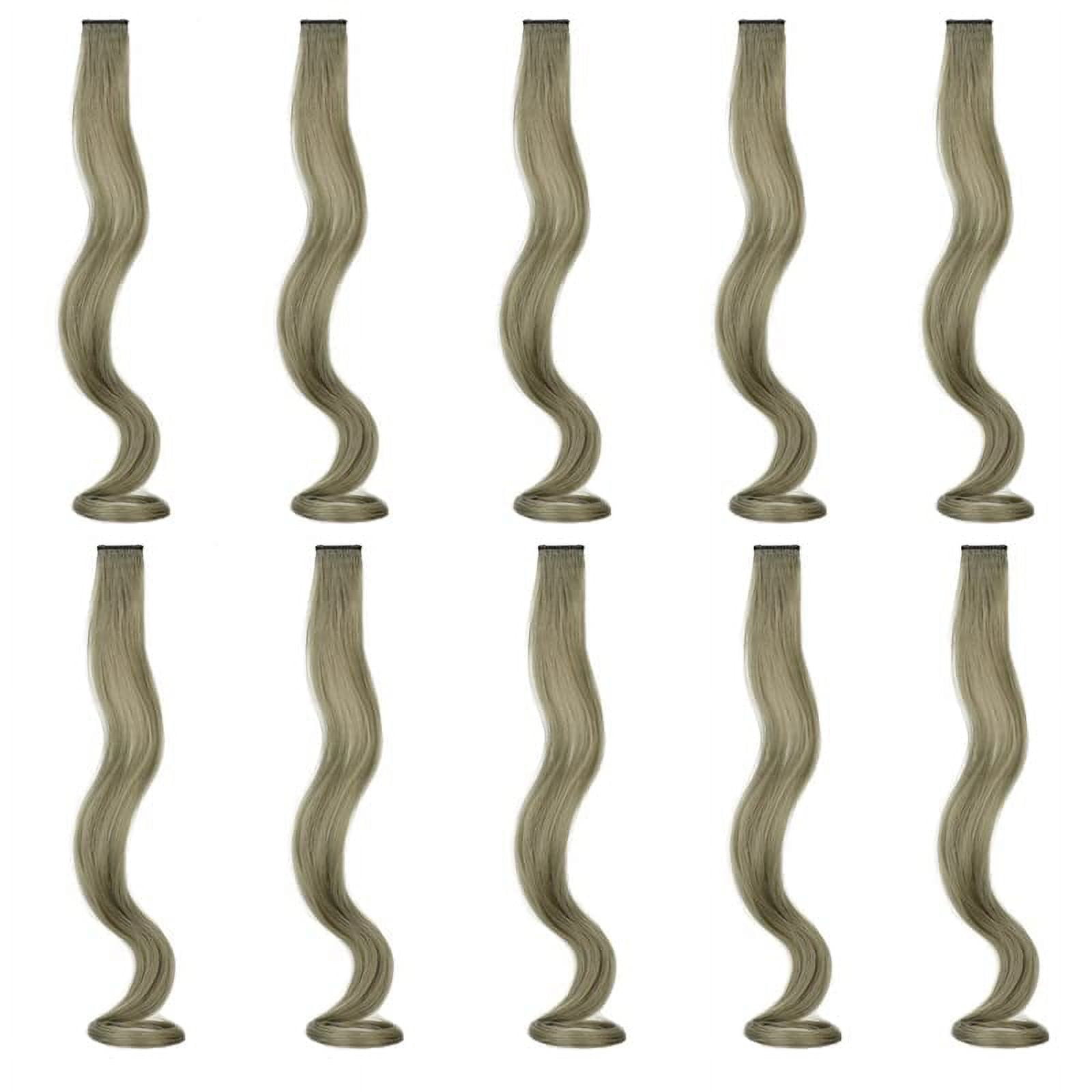LOOKSEVEN 10 Pcs Colored Hair Extensions Party Highlights, Aoki Ash